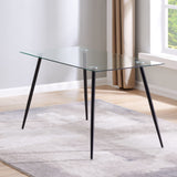 OPEN BOX - Elegant Tempered Glass Top with Metal Black Legs Dining Table