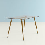 OPEN BOX - Modern Glass with Wooden Print Legs Dining Table