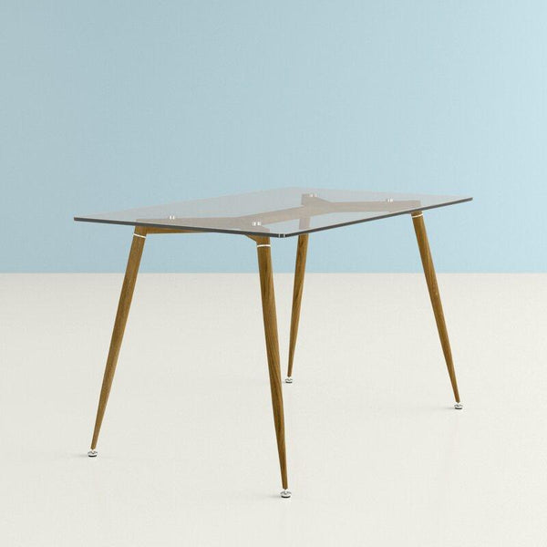 Modern Glass with Wooden Print Legs Dining Table leg ONLY