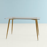 OPEN BOX - Modern Glass with Wooden Print Legs Dining Table