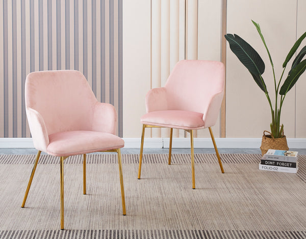INO Design Modern Pink Velvet Upholstered Armchairs for Living Room, Dining Room, Lounge
