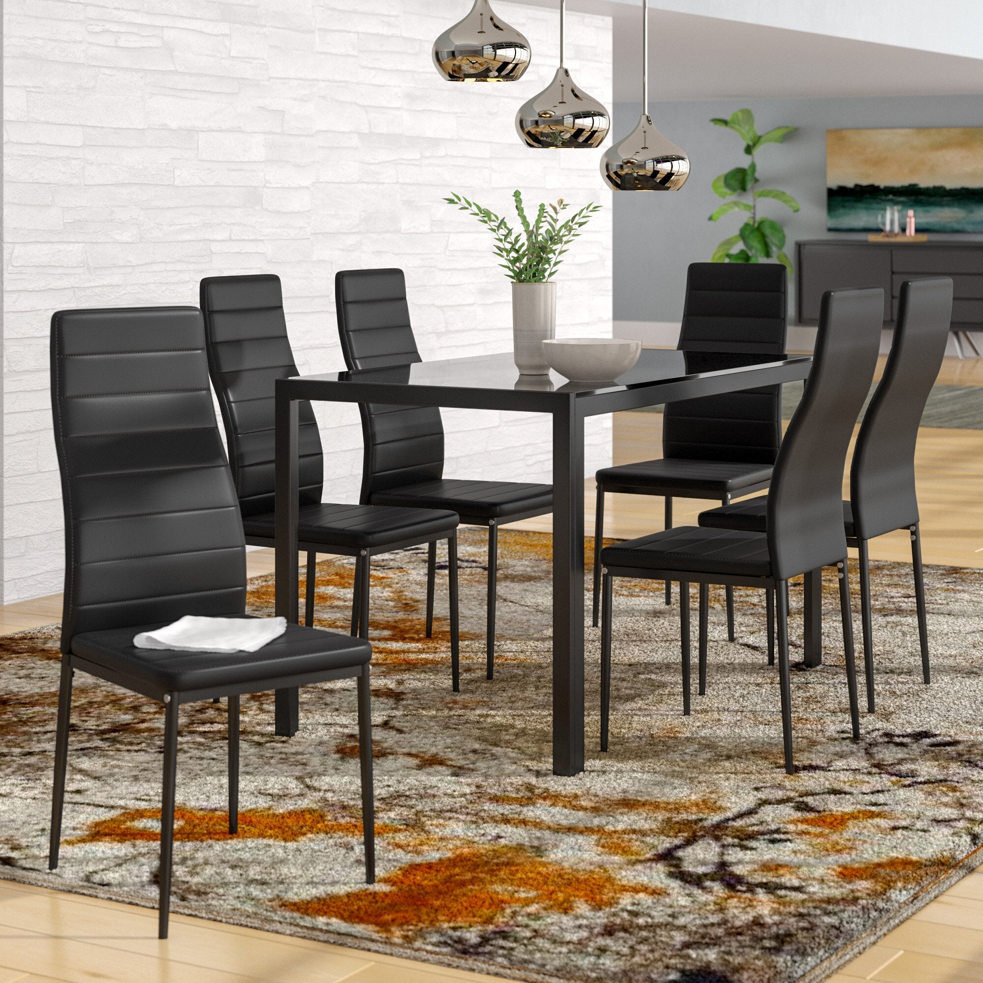 Renick 6 Person Dining Set Black INO Design INO DESIGN