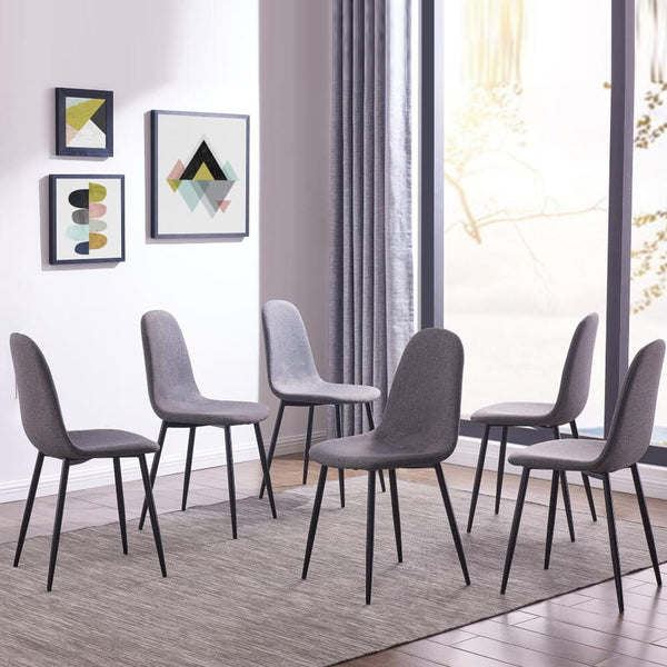 OPEN BOX - 6 PCS Upholstered Gray Dining Chair